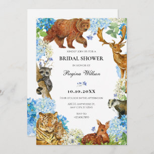 Watercolor Animals Floral wildlife bridal shower Invitation