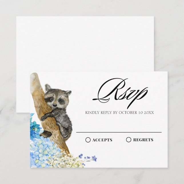 Watercolor Animals Floral wildlife  RSVP Card (Front/Back)