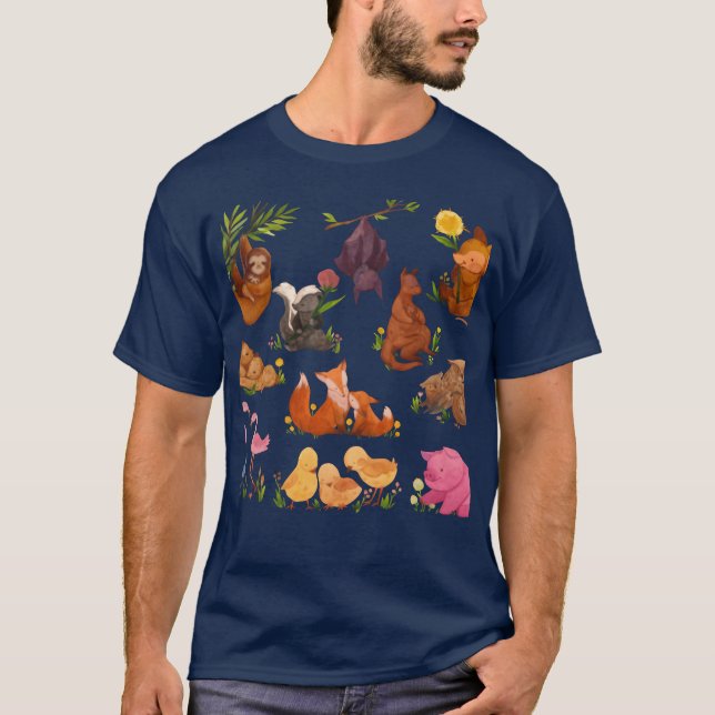 Watercolor Animals friends T-Shirt (Front)