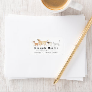 Watercolor Animals Pet Sitter Dog Walker Address Label