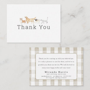 Watercolor Animals Pet Sitter Dog Walker Thank You Card
