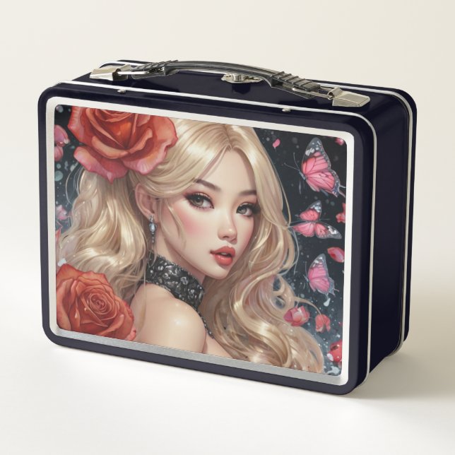 Watercolor Anime Metal Lunchbox (Back)