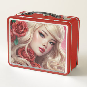 Watercolor Anime Metal Lunchbox