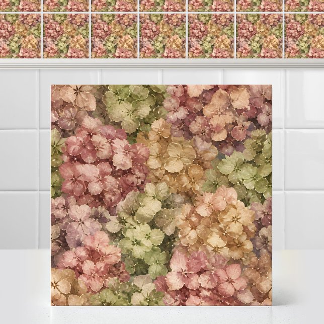 Watercolor Antique Hydrangea Bloom Floral Pattern Ceramic Tile (Vintage Painting Watercolor Antique Hydrangea Bloom Floral Pattern Ceramic Tile)