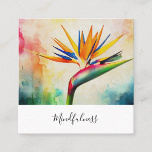 *~* Watercolor AP10 Flower Bird of Paradise QR 21 Square Business Card