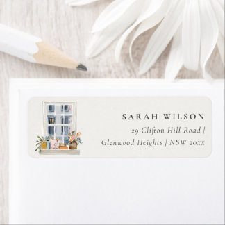 Watercolor Apartment Floral Window Moved Address Return Address Label
