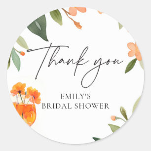 Watercolor Aperol Spritz Bridal Shower Classic Round Sticker