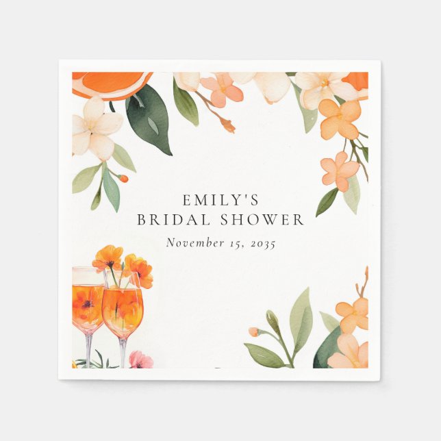 Watercolor Aperol Spritz Bridal Shower Napkin (Front)