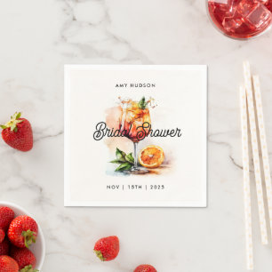 Watercolor Aperol Spritz Bridal Shower Napkin