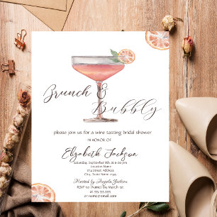 Watercolor Aperol Spritz Brunch & Bubbly  Invitation