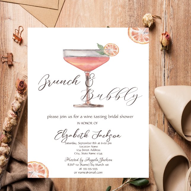 Watercolor Aperol Spritz Brunch & Bubbly  Invitation (Creator Uploaded)