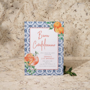 Watercolor Aperol Spritz Italian Birthday Invitation