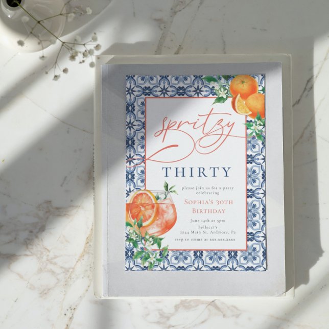 Watercolor Aperol Spritz Thirty 30th Birthday Invitation (Creator Uploaded)