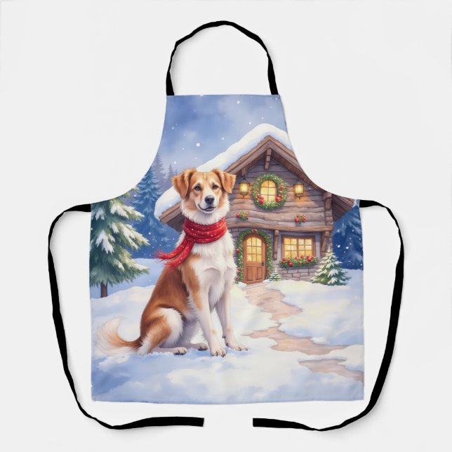 Watercolor Appenzeller Sennenhund Alpine Chalet Apron (Front)