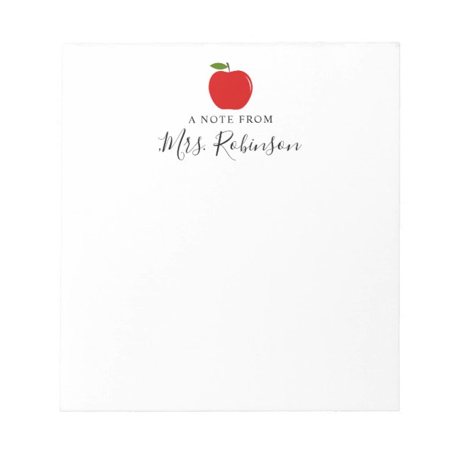 Watercolor Apple A Note from Teacher (Front)