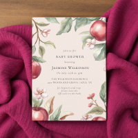 Watercolor Apple Blossom Baby Shower with QR code