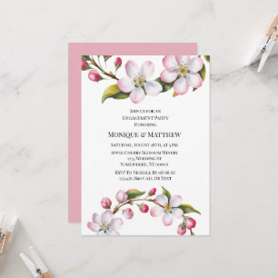 Watercolor Apple Cherry Blossom Engagement Party  Invitation