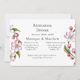 Watercolor Apple Cherry Blossom Rehearsal Dinner Invitation