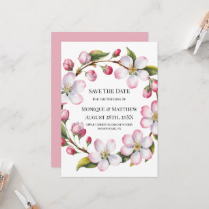 Watercolor Apple Cherry Blossom Save the Date Invitation
