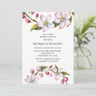Watercolor Apple Cherry Blossom Wedding Shower Invitation