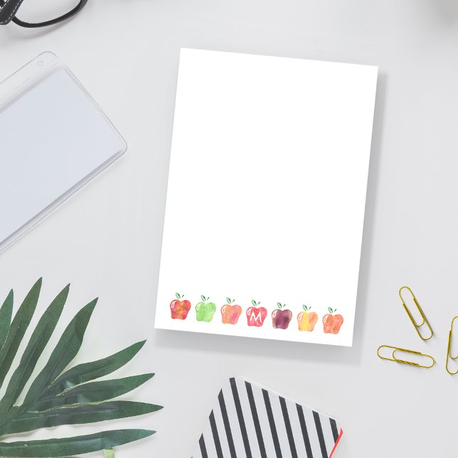Watercolor Apple Initial Monogram Teacher Notes (Creator Uploaded)