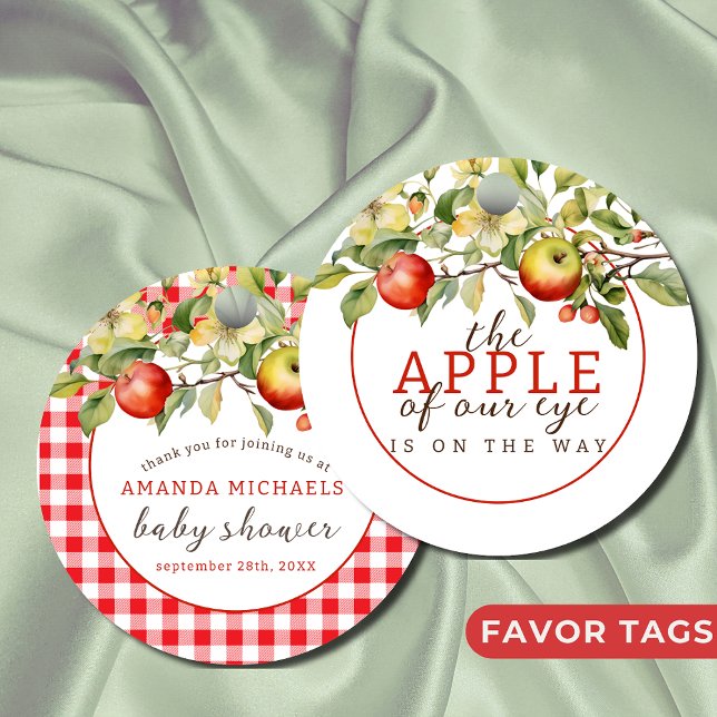 Watercolor Apple of Our Eye Fall Baby Shower Favour Tags (Creator Uploaded)