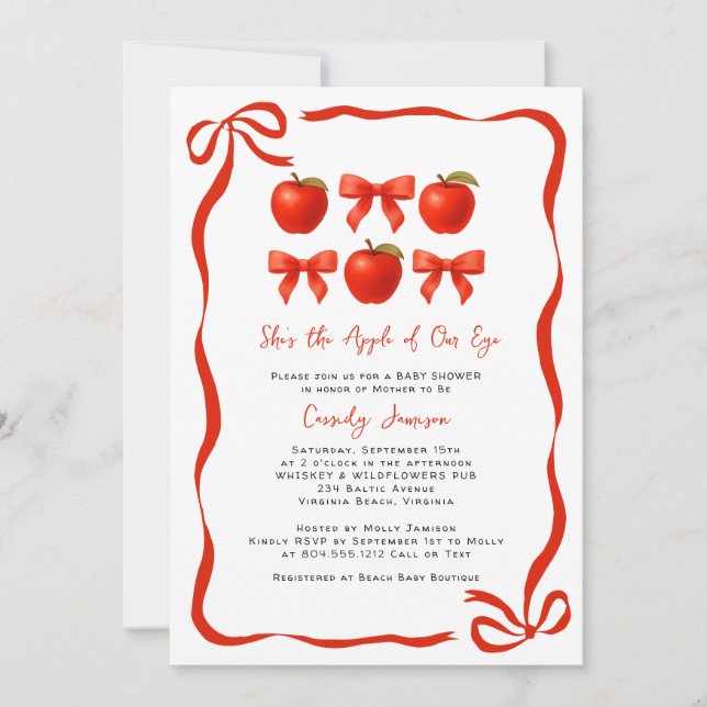 Watercolor Apple of our Eye Fall Baby Shower  Invitation (Front)