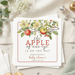 Watercolor Apple of Our Eye Fall Baby Shower Napkin