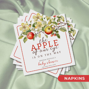 Watercolor Apple of Our Eye Fall Baby Shower Napkin