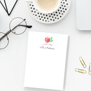 Watercolor Apple   Personalised Teacher Post-it Notes