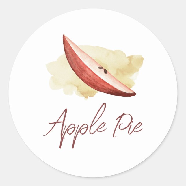 Watercolor Apple Pie Classic Round Sticker (Front)