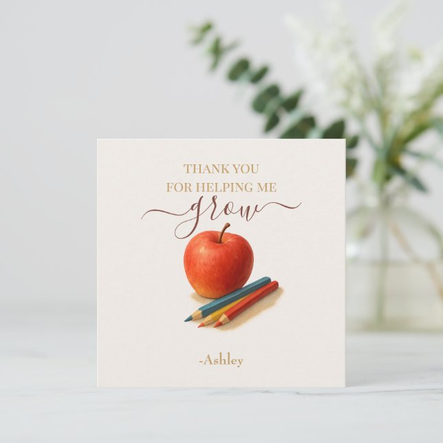 Watercolor Apple Teacher – Thank You Cards (Standing Front)
