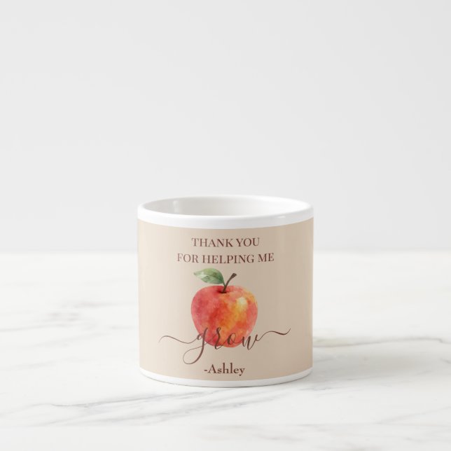 Watercolor Apple Teacher – Thank You Gift  Espresso Cup (Front)