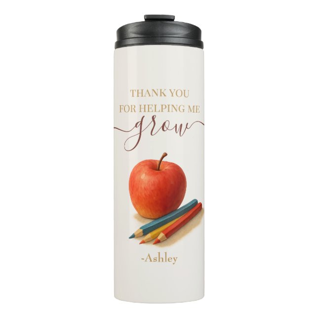 Watercolor Apple Teacher – Thank You Gift  Thermal Tumbler (Front)