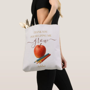 Watercolor Apple Teacher – Thank You Gift  Tote Bag