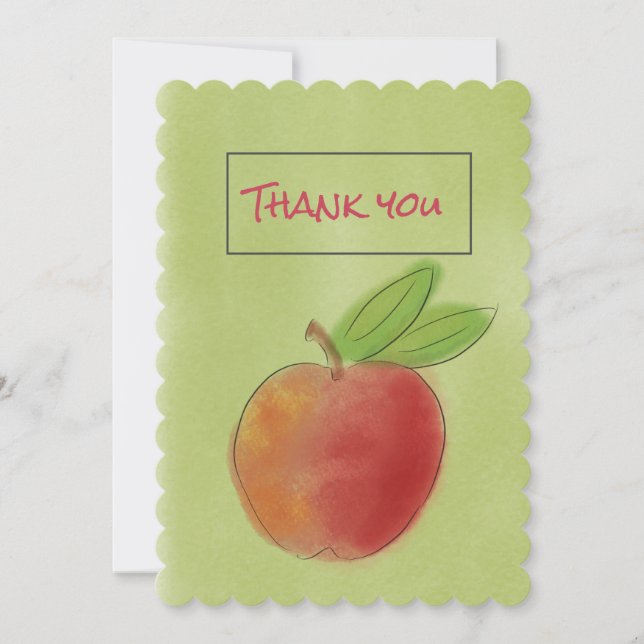 Watercolor Apple Thank You Card  for Teacher  (Front)
