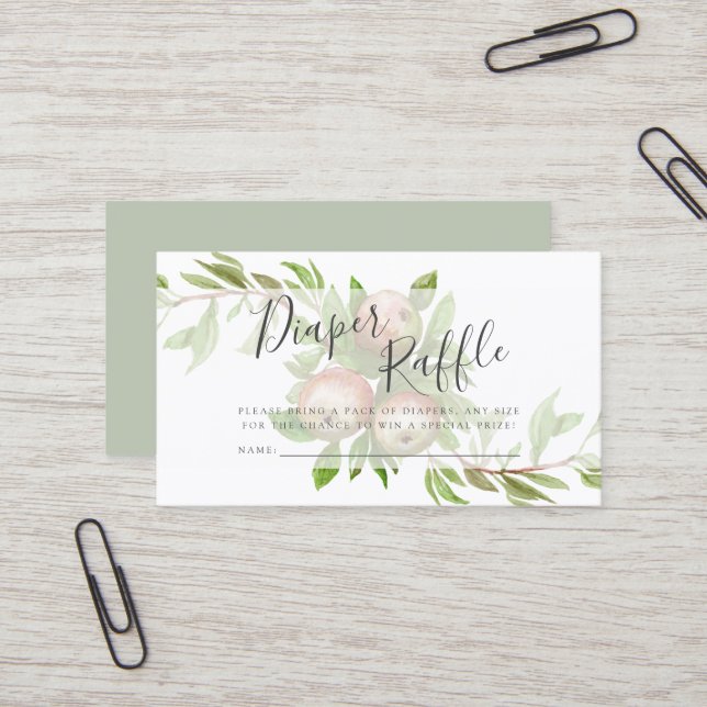 watercolor apples diaper raffle card (Front/Back In Situ)