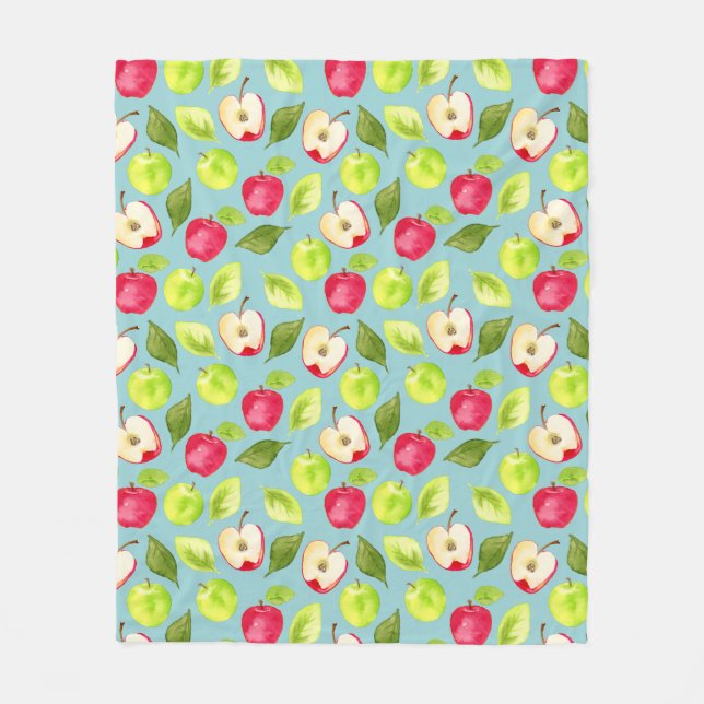 Watercolor Apples Pattern Fleece Blanket (Front)