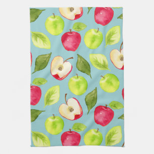 Watercolor Apples Pattern Tea Towel