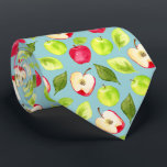 Watercolor Apples Pattern Tie<br><div class="desc">This is a pattern of apples. There are green and red apples. One is cut in half. There are also some leaves mixed in the pattern. The apples were coloured in watercolor.</div>