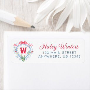 Watercolor Apres-Ski Monogram Crest Return Address Label