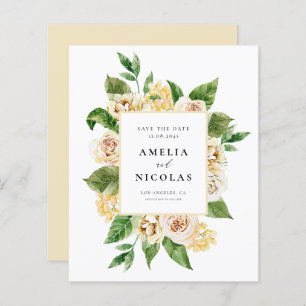 Watercolor Apricot English Roses Save the Date
