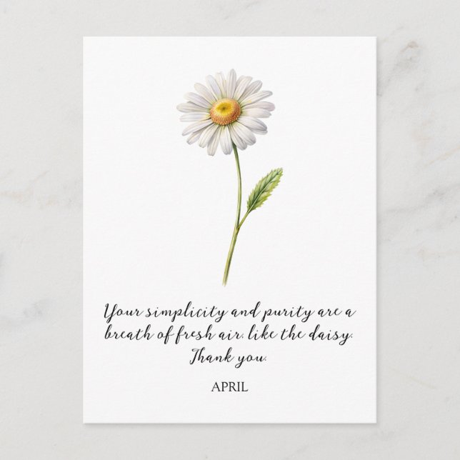 WATERCOLOR APRIL DAISY BIRTH FLOWER POSTCARD (Front)