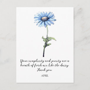 WATERCOLOR APRIL DAISY BIRTH FLOWER POSTCARD
