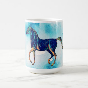 Watercolor Aqua Blue Horse Mug Cup