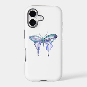 watercolor aqua blue purple butterfly