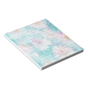 Watercolor Aqua Floral Notepad