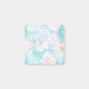 Watercolor Aqua Floral Post-it Notes