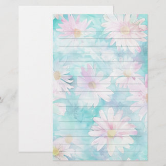 Watercolor Aqua Floral Stationery
