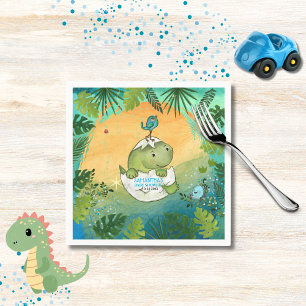 Watercolor Aqua Green Dinosaur Party Napkin